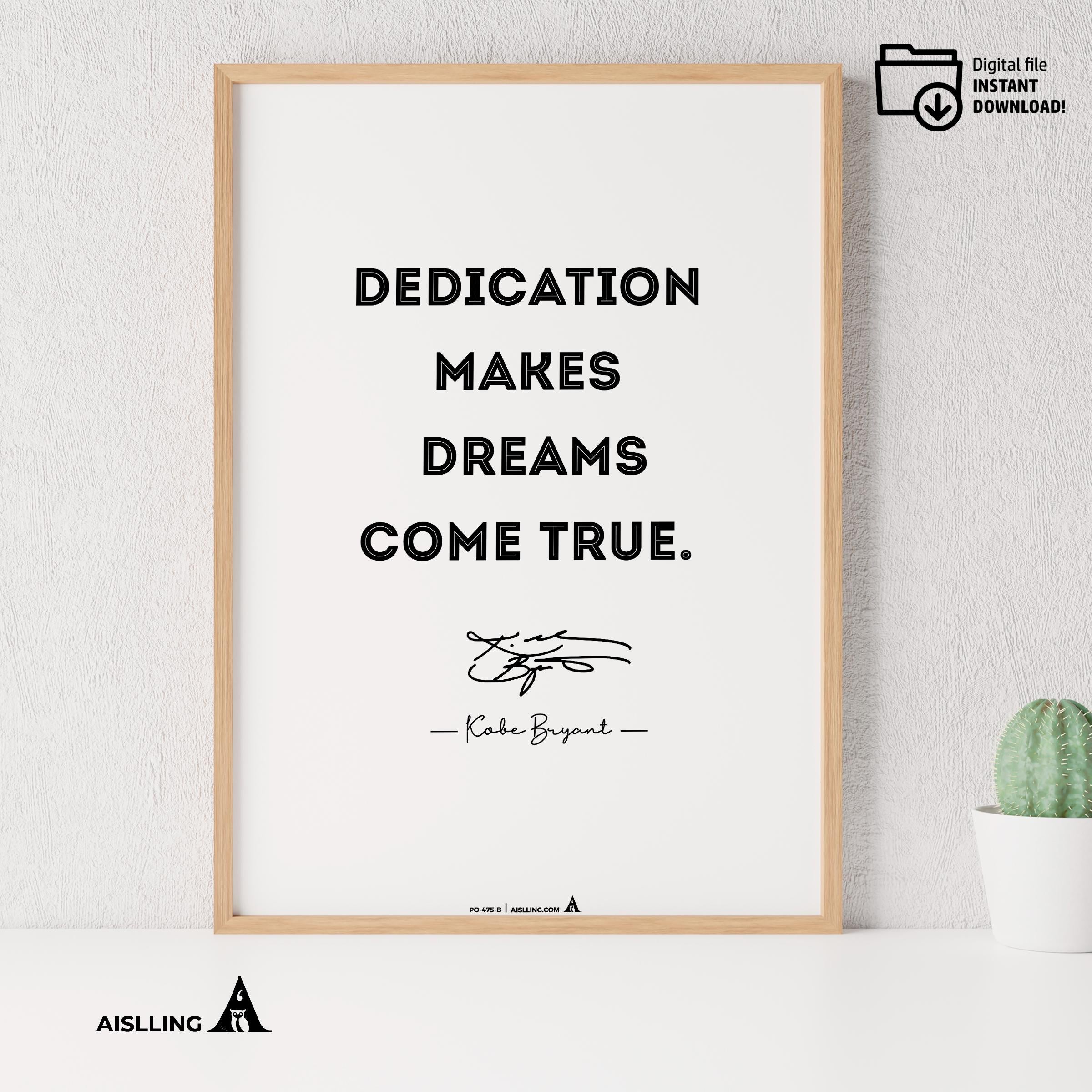 Kobe Bryant Mamba Mentality Quotes printable inspirational quotes for home office | image | Instant Download for basketball mom