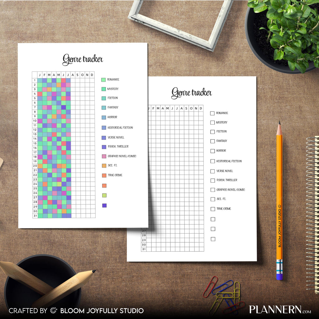 Book Log Printable — Genre Tracker PRINTABLE, Book Log, Reading Journal, Reading Tracker, Reading Planner I... | Bloom Joyfully printable