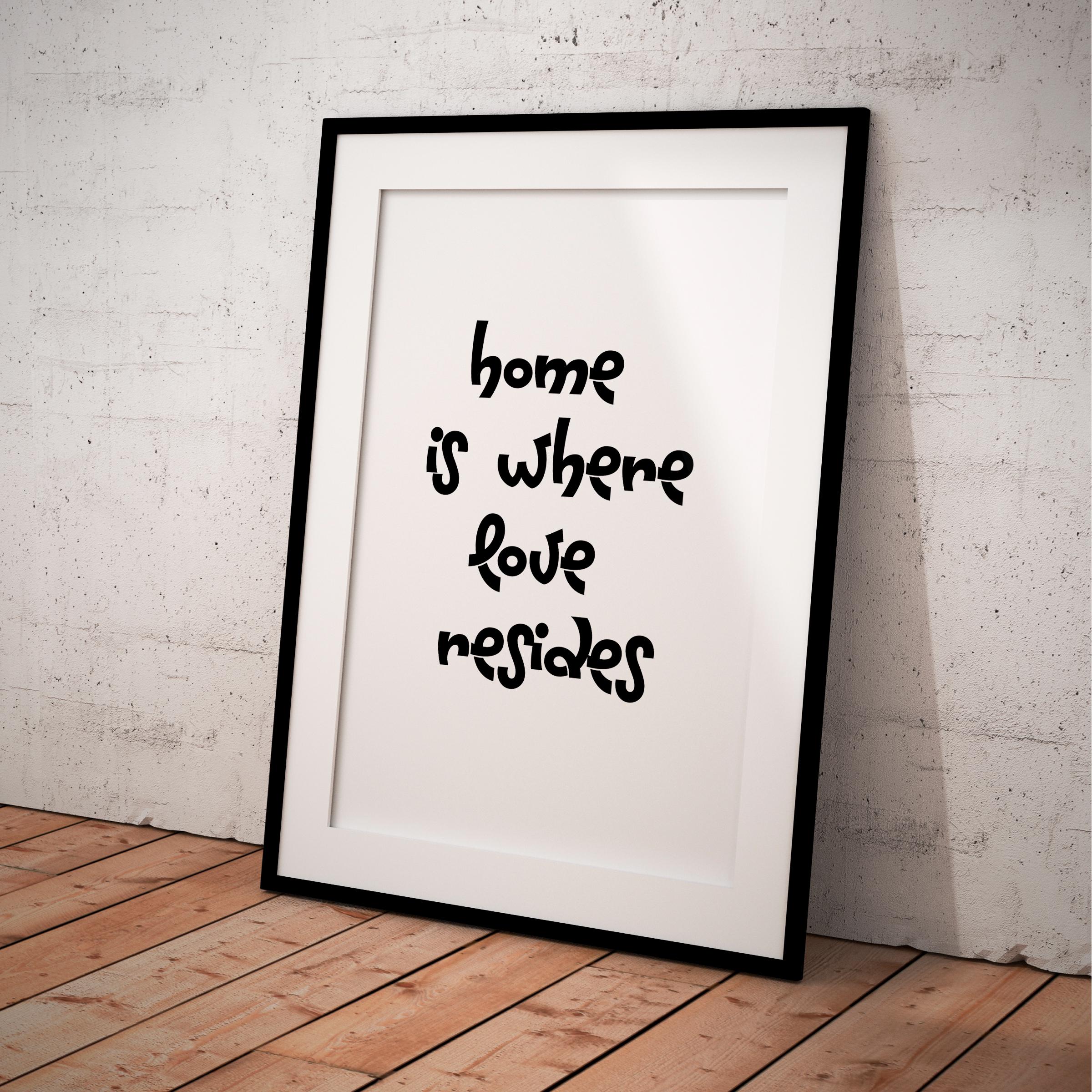 Digital Print — Home is Where Love Resides Printable Wall Art, Family Quote Decor, Modern Print, Digital Do... | Aislling printable
