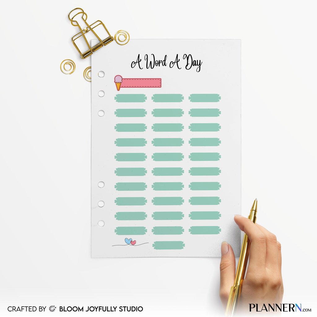 Daily Learning Log — A Word A Day PRINTABLE – Daily Language Tracker, Word of the Day, Daily Word Learning,... | Bloom Joyfully printable