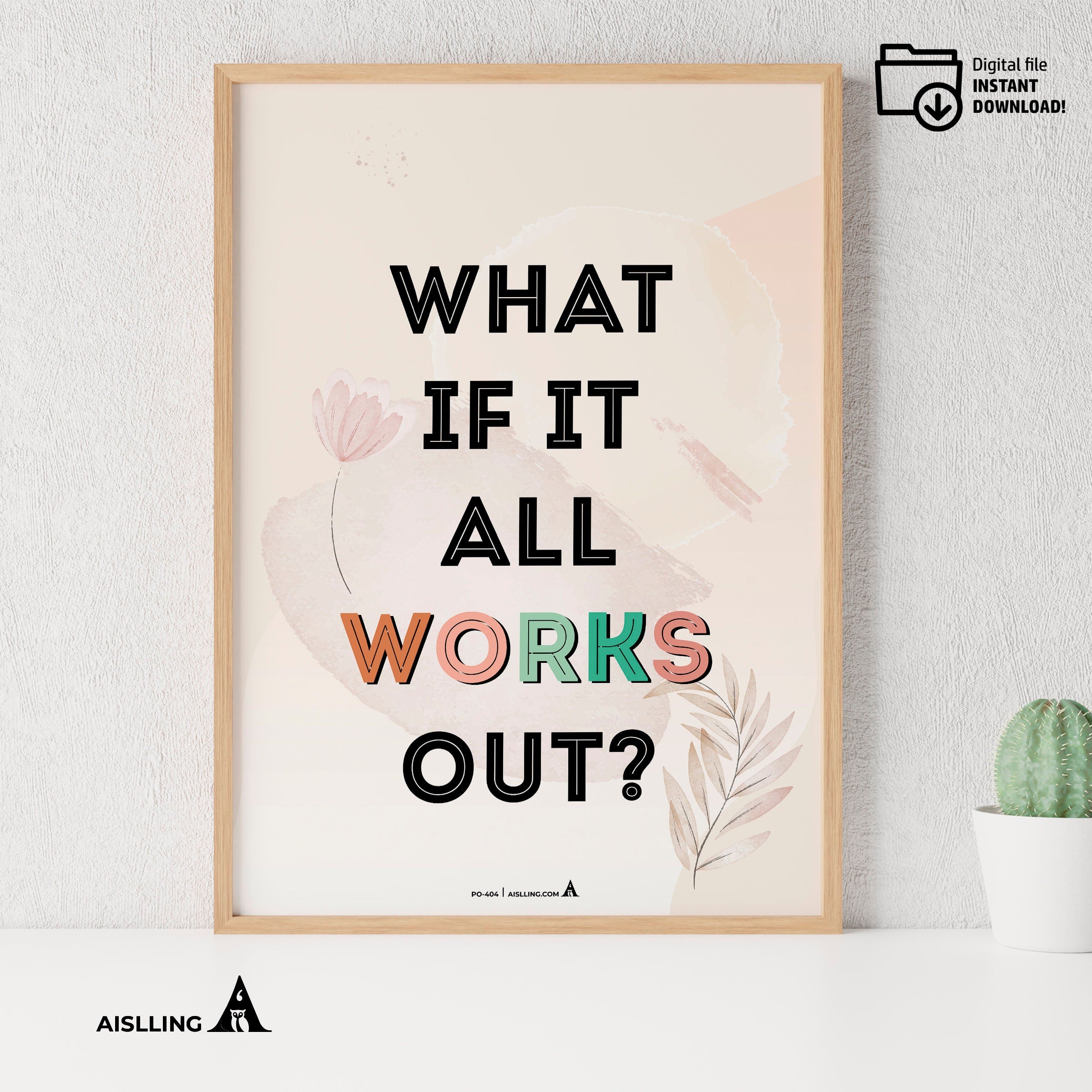 Act — What if it all works out poster, self, esteem, respect, couples therapy, therapy office decor, therap... | Mindfulness printable