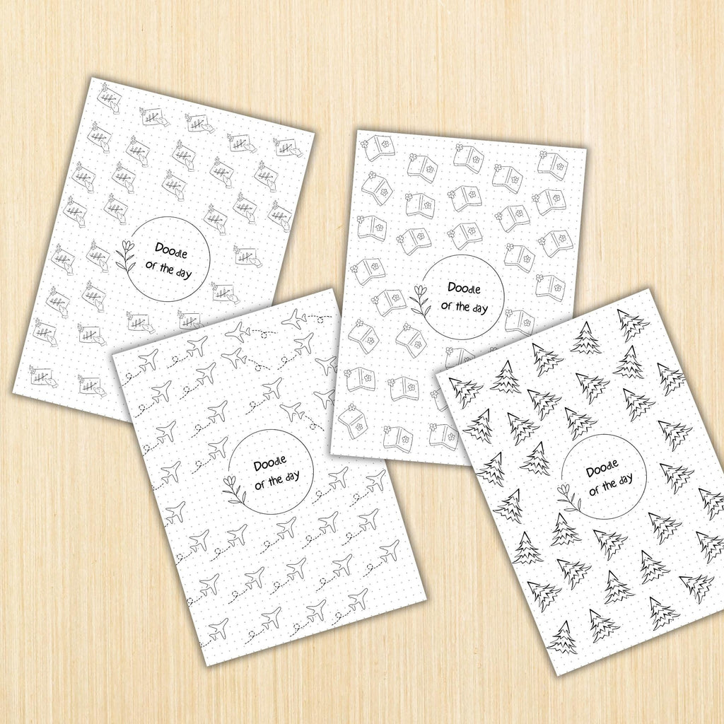 365 Days Drawing — DOODLE of the Day Bundle, Daily Doodle Journal, Creative Doodle of the Day, PRINTABLE Jo... | Mindfulness printable
