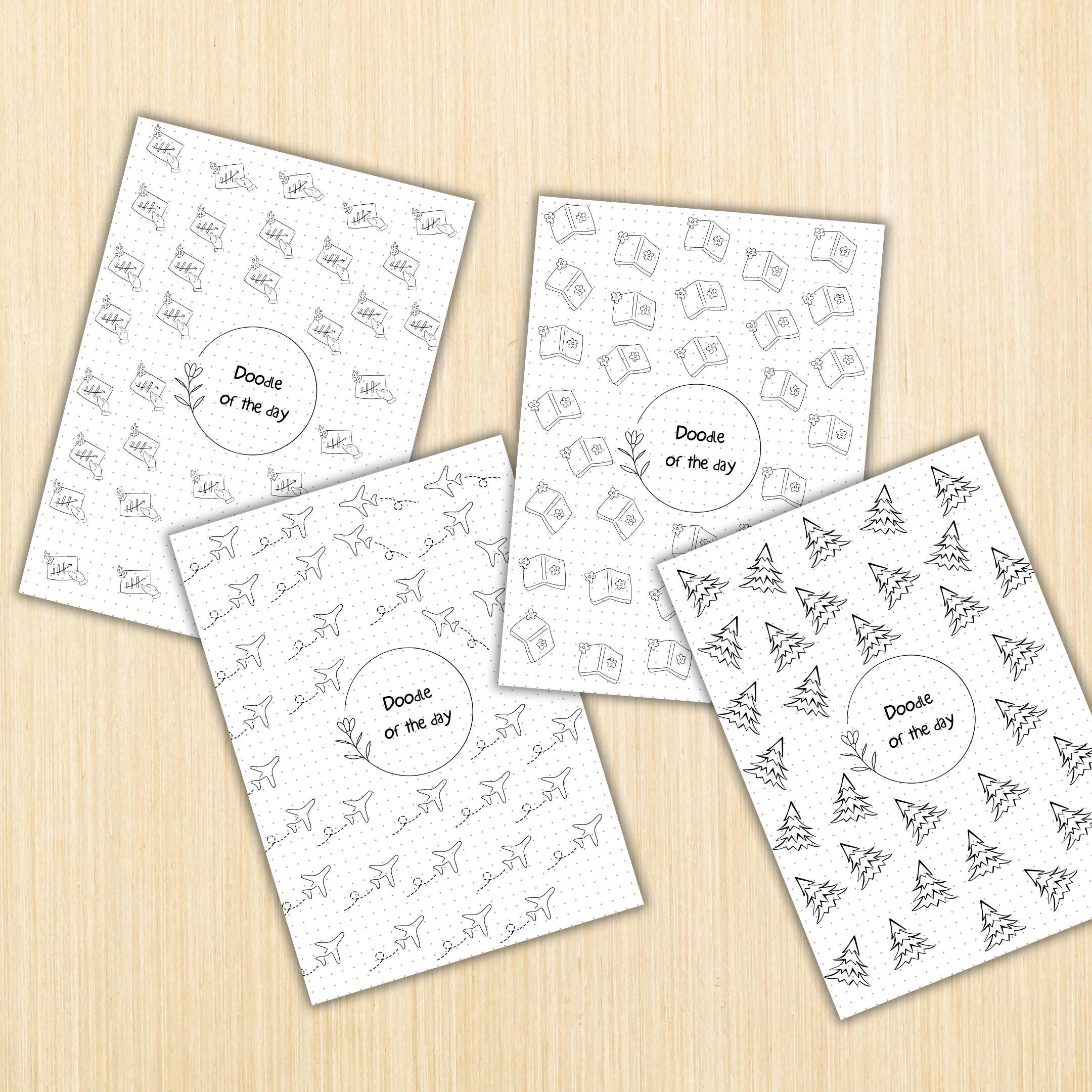 365 Days Drawing — DOODLE of the Day Bundle, Daily Doodle Journal, Creative Doodle of the Day, PRINTABLE Jo... | Mindfulness printable