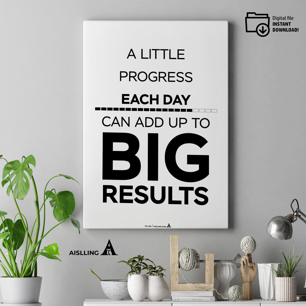 Aislling — a little progress each day Quotes Digital Printable Wall Art Inspirational Quotes Poster, Motiva... | Aislling printable