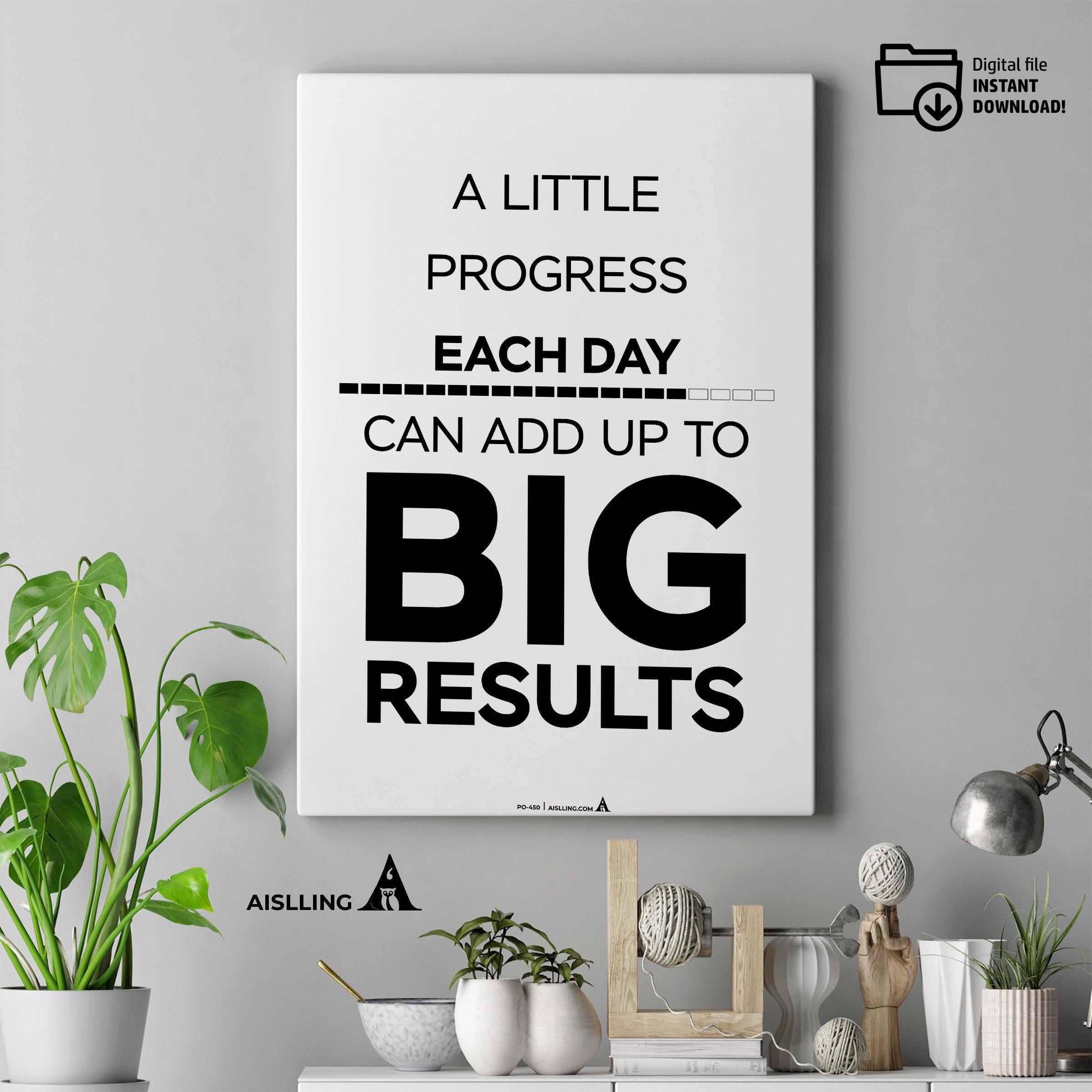 Aislling — a little progress each day Quotes Digital Printable Wall Art Inspirational Quotes Poster, Motiva... | Aislling printable