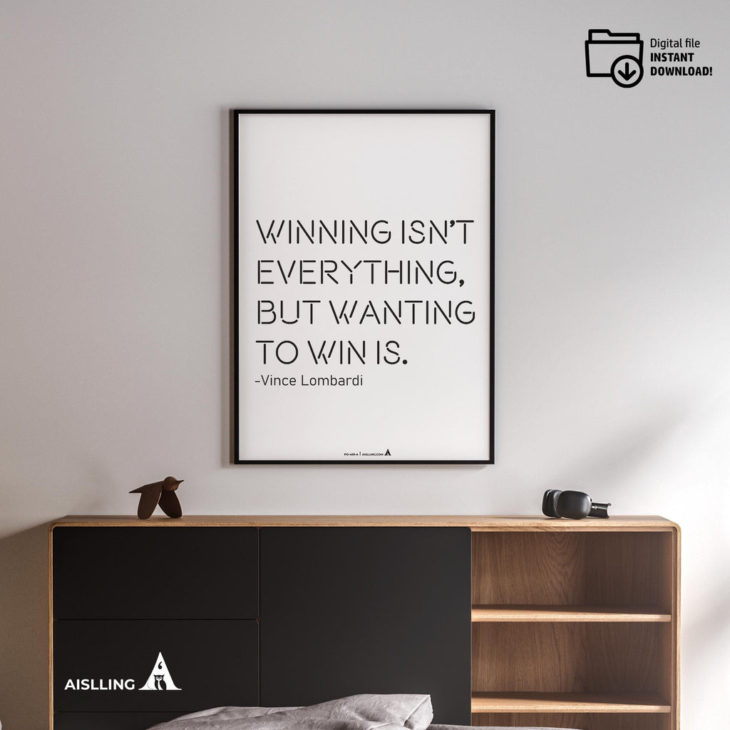 Aislling — Winning Isn't Everything, Vince Lombardi Motivational Quote Poster Digital Art Print Inspiration... | Aislling printable