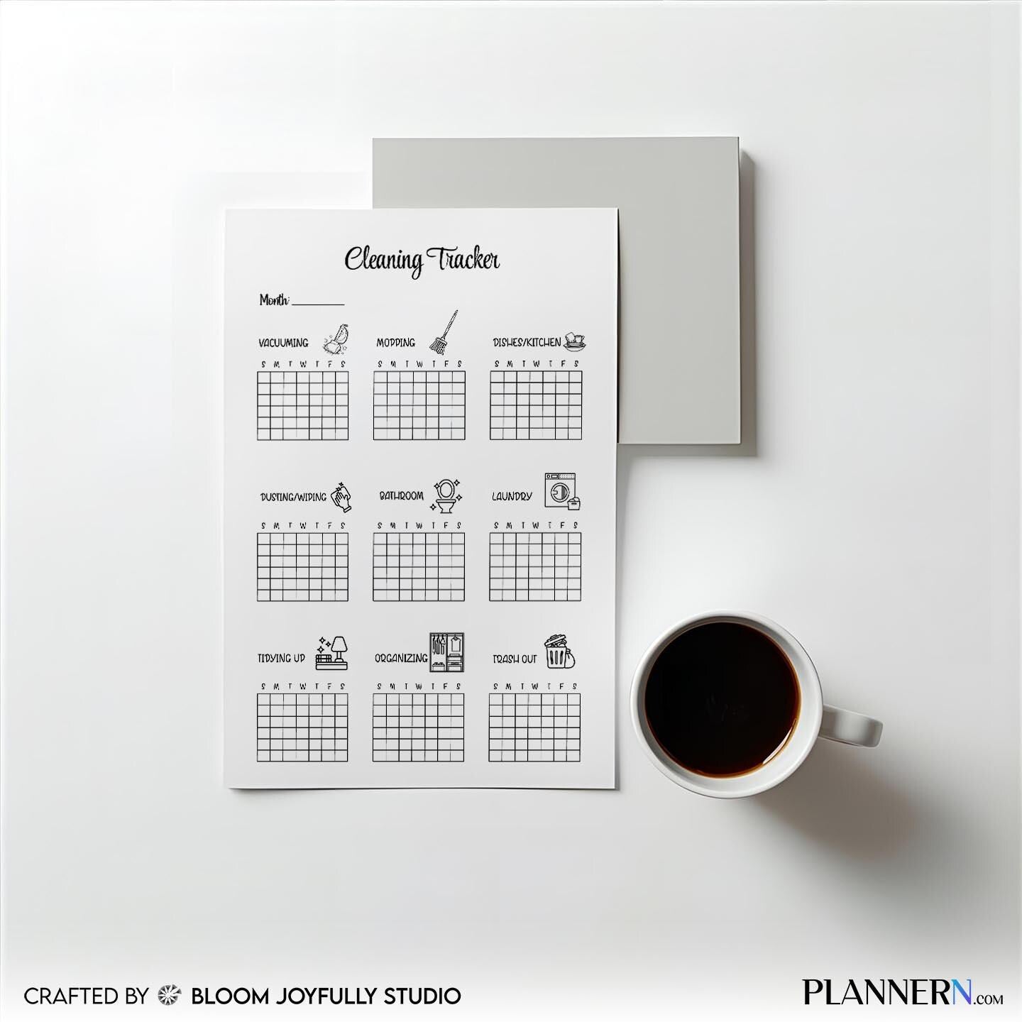 Chore Chart Pdf — Monthly Cleaning Tracker PRINTABLE, Monthly Cleaning Checklist, Household Cleaning Log, H... | Bloom Joyfully printable