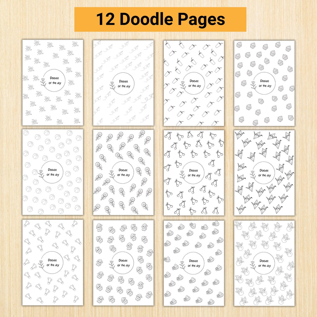 365 Days Drawing — DOODLE of the Day Bundle, Daily Doodle Journal, Creative Doodle of the Day, PRINTABLE Jo... | Mindfulness printable