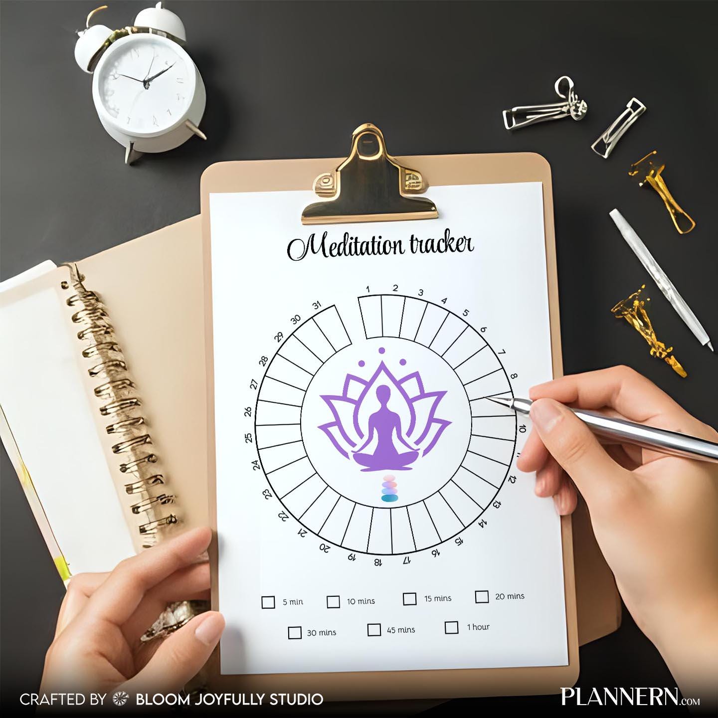 Calm Routine — Meditation Tracker Printable, Daily Mindfulness Log, Meditation Journal, Habit Tracker PDF, ... | Mindfulness printable