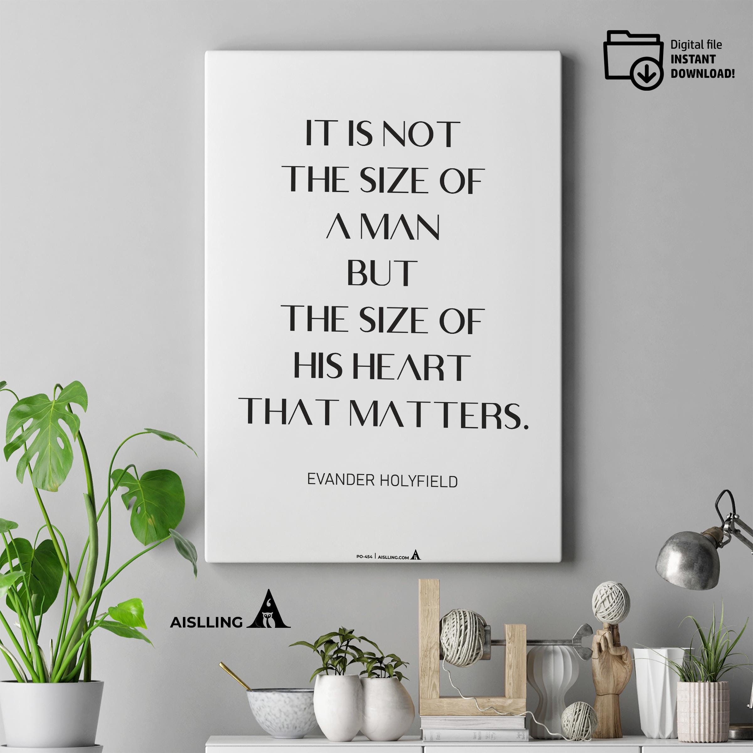 Aislling — Inspirational Quote Wall Art for Boys Room, "It's Not the Size of a Man", Black & White Printabl... | Aislling printable