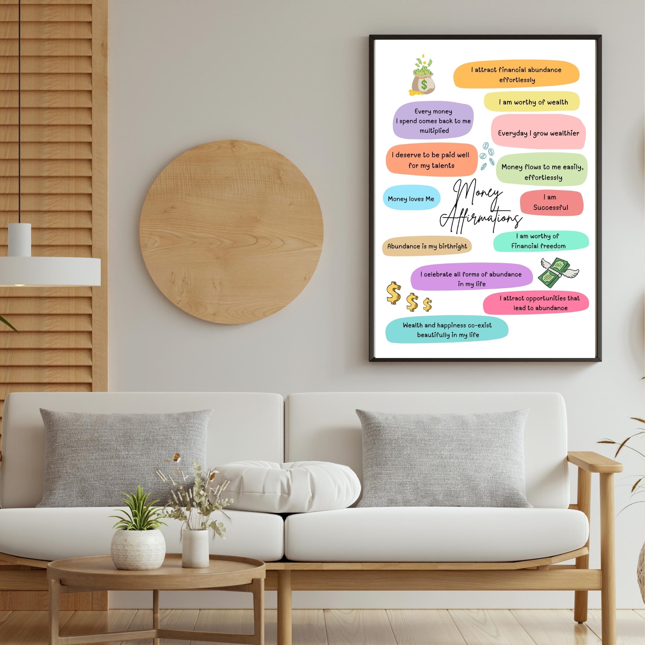 Abundance Mindset — Money Affirmations Printable, Manifest Wealth & Success, Wall Print, Positive Wealth, A... | Aislling printable