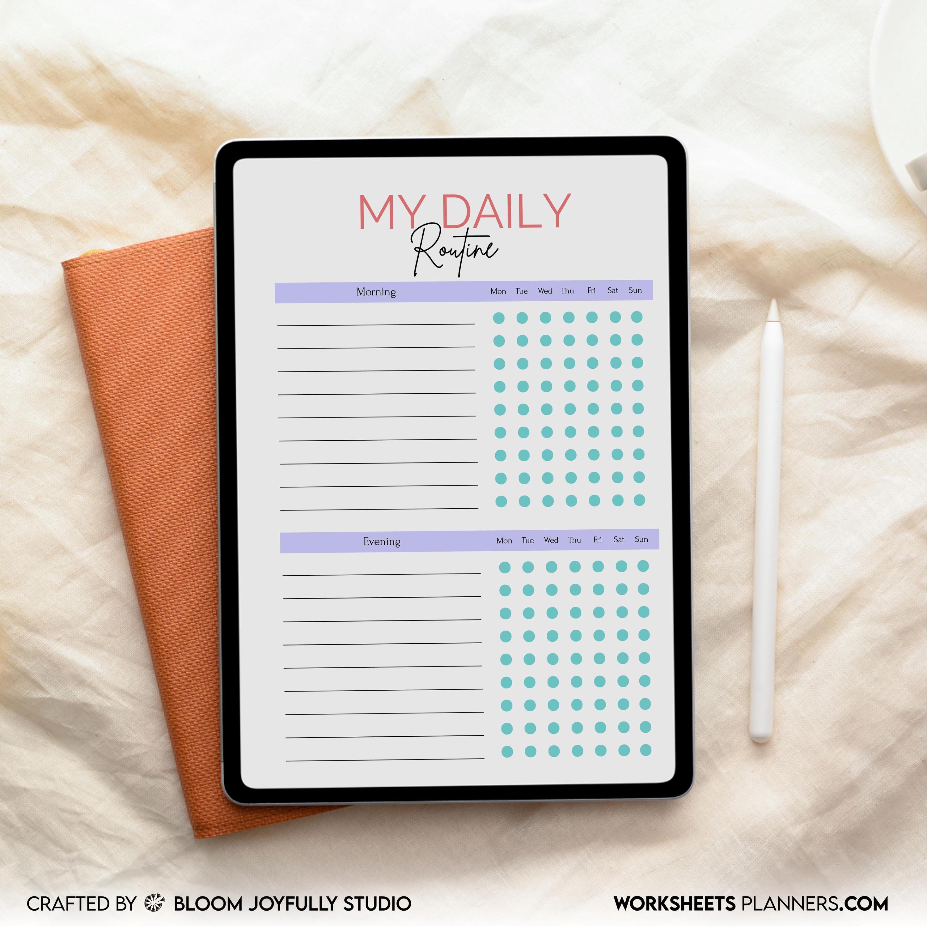 A5 Printable — My Daily Routine PRINTABLE, Daily Routine Planner, Daily Routine tracker, Morning and Night ... | Bloom Joyfully printable