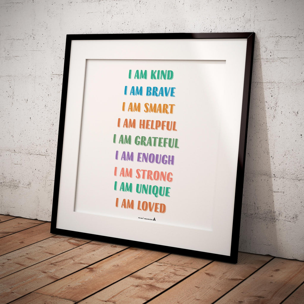 Calming Kit — inspirational quote I am Kind Smart Brave wall art positive affirmations digital prints empow... | Mindfulness printable