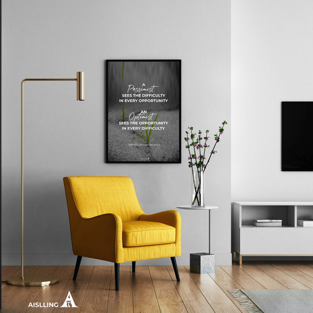 Aislling — Winston Churchill Quote Print The Pessimist Sees Difficulty Home Decor Wall Art Printables Motiv... | Aislling printable