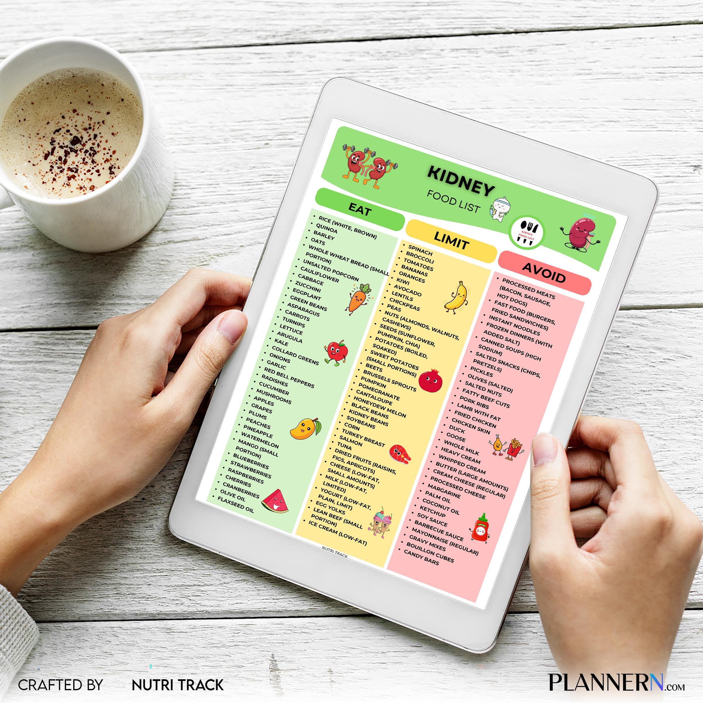 Food Chart — Kidney Friendly Food List Printable, Kidney Health Food Guide, Renal Diet Food Chart, Nutritio... | Nutri Track printable