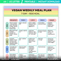 Vegan Weekly Meal Plan 1500 Calorie Printable 7 Day Vegan Meal Plan, Plant Based Diet Planner, Vegan Weight... | Nutri Track printable