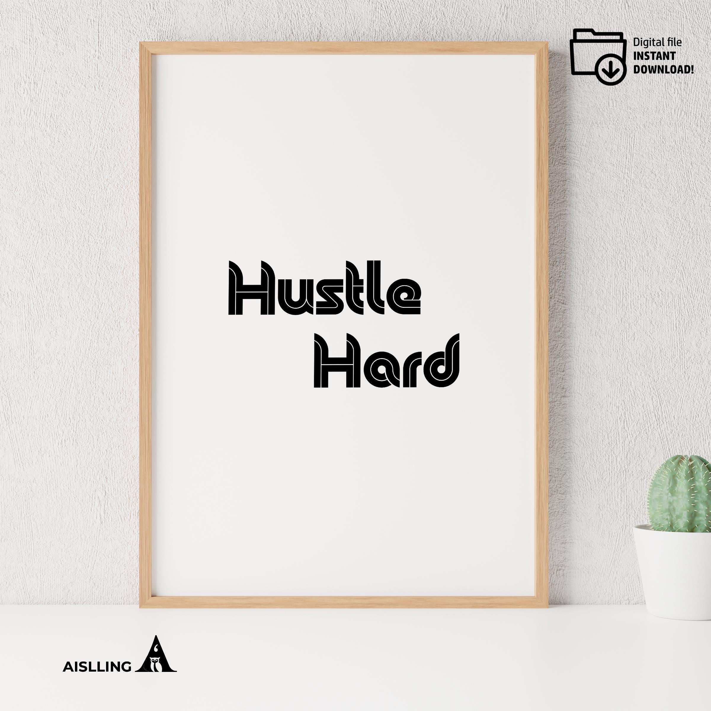 Boho Typography Wall — Hustle Hard Printable Wall Art, Motivational Quote Poster, Pastel Affirmation Print,... | Mindfulness printable