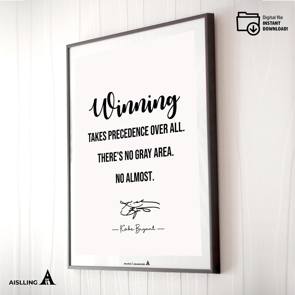 Digital Download — Kobe Bryant Poster, Minimalist Basketball Printable Quote Wall Art, NBA Black Mamba Moti... | Aislling printable