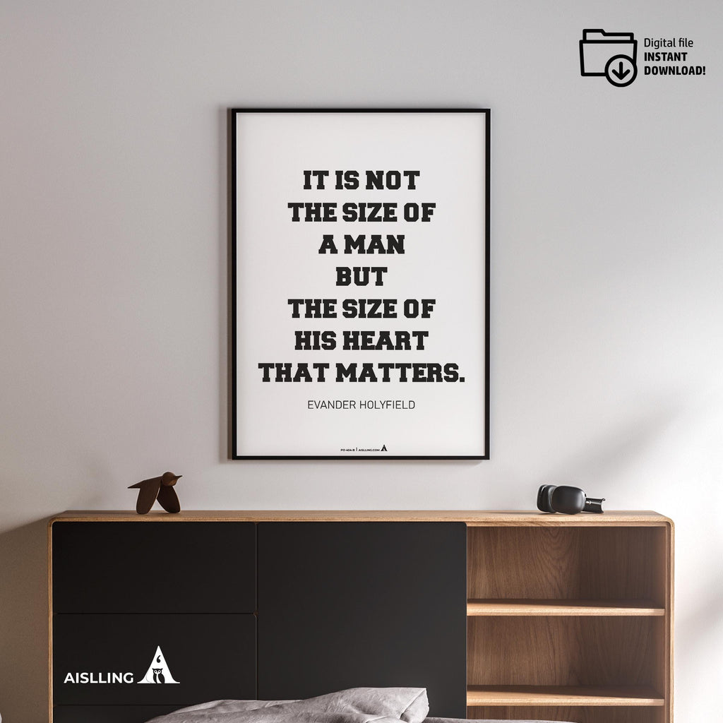 Aislling — Inspirational Quote Wall Art for Boys Room, "It's Not the Size of a Man", Black & White Printabl... | Aislling printable