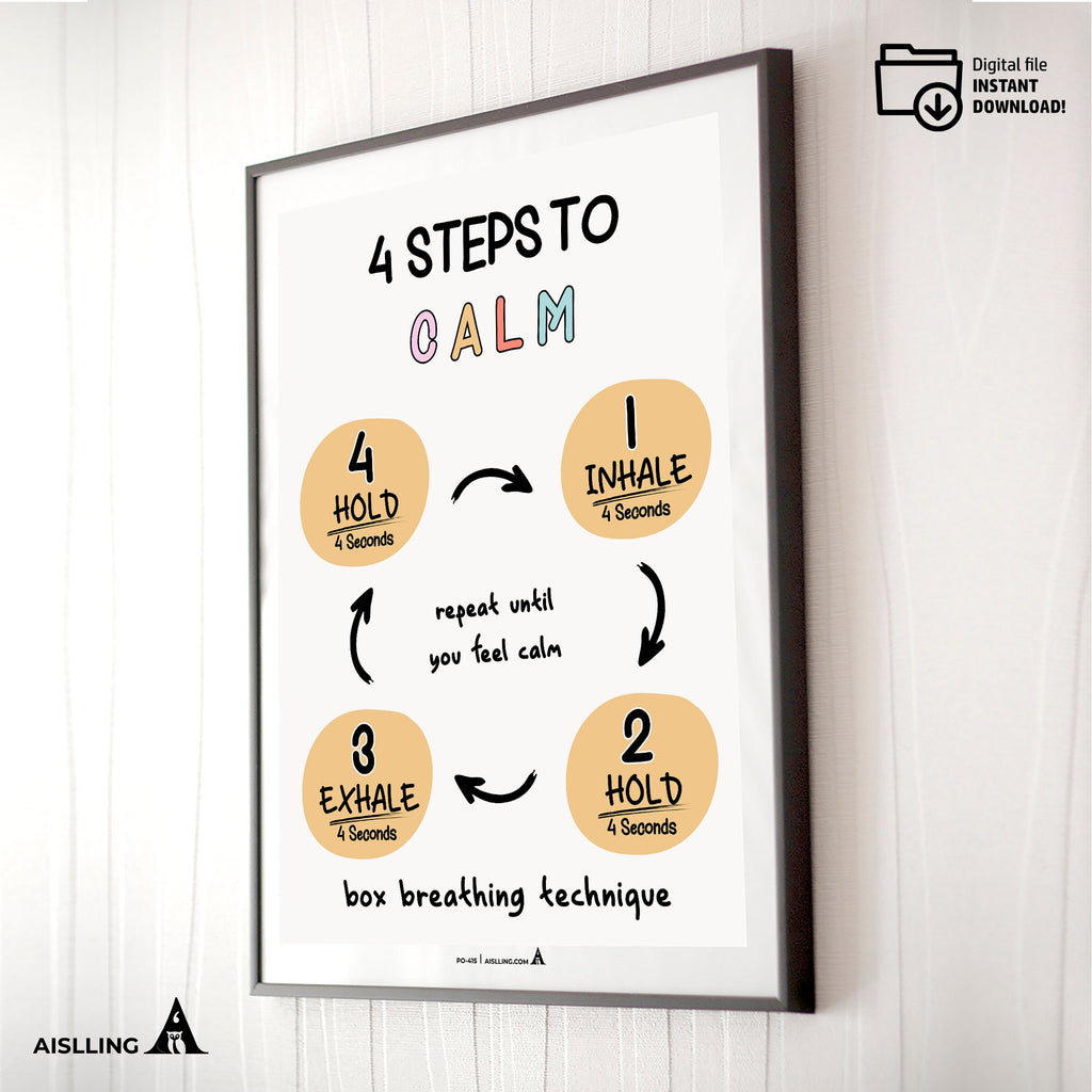Adhd Worksheets — Anxiety, breathing technique, calming corner, mindfulness technique poster, therapy offic... | Mindfulness printable