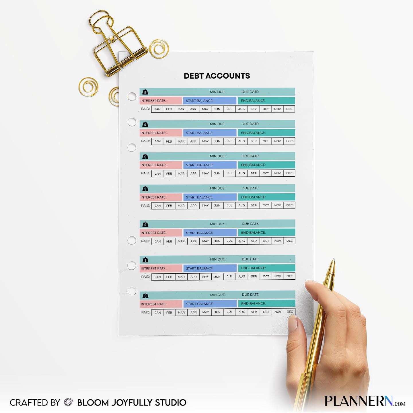 Bill Payment Tracker — Debt Tracker PRINTABLE, Monthly Debt Payment Log, Bill & Loan Payoff Planner, Budget... | Bloom Joyfully printable