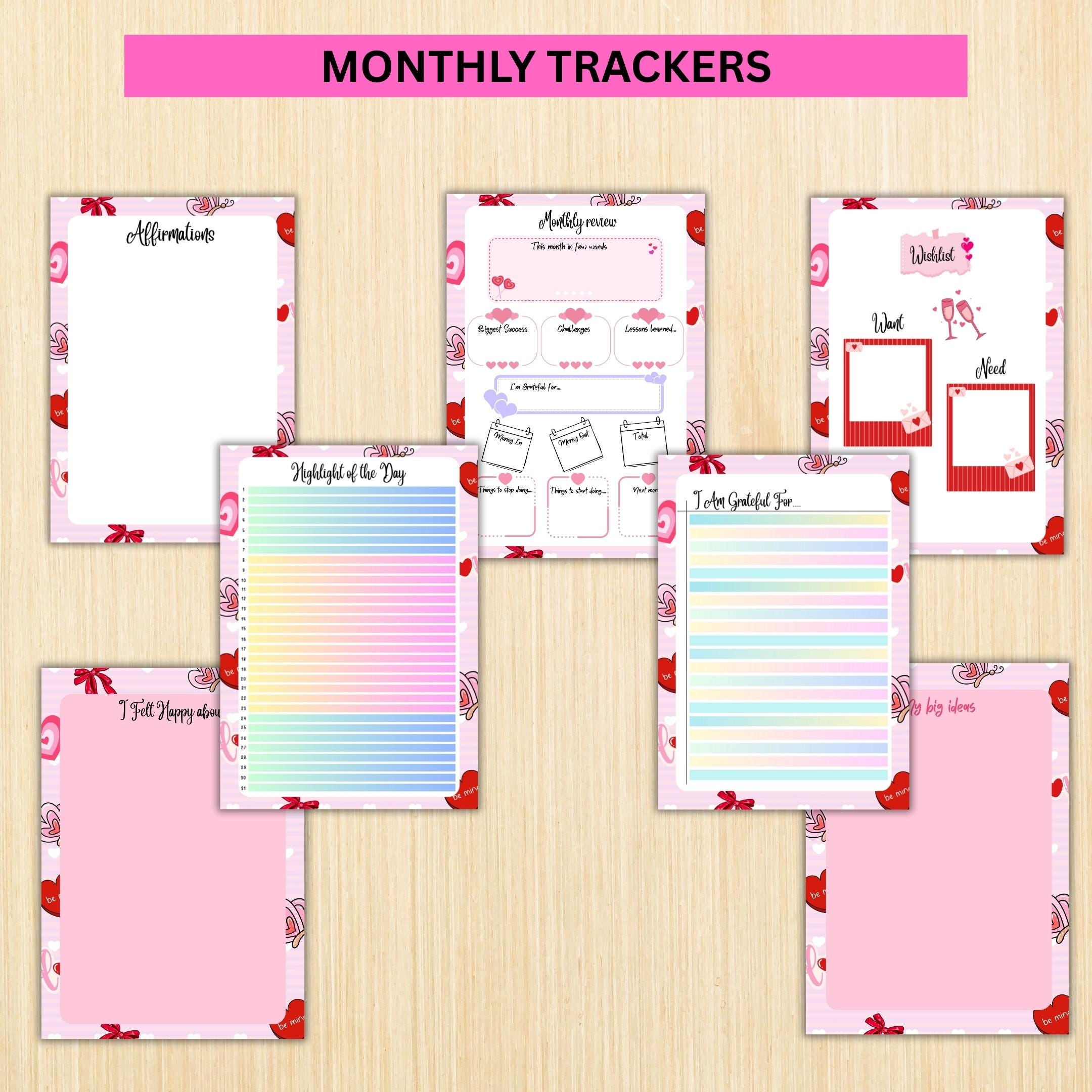 Aesthetic Planner — FEBRUARY Self, Love Bundle, Daily Reflection, Mental Health, Gratitude, Mood Tracker, A... | Mindfulness printable