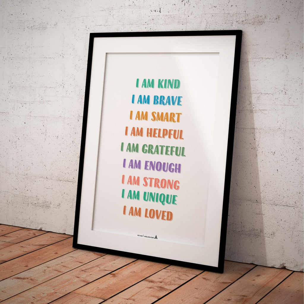Calming Kit — inspirational quote I am Kind Smart Brave wall art positive affirmations digital prints empow... | Mindfulness printable