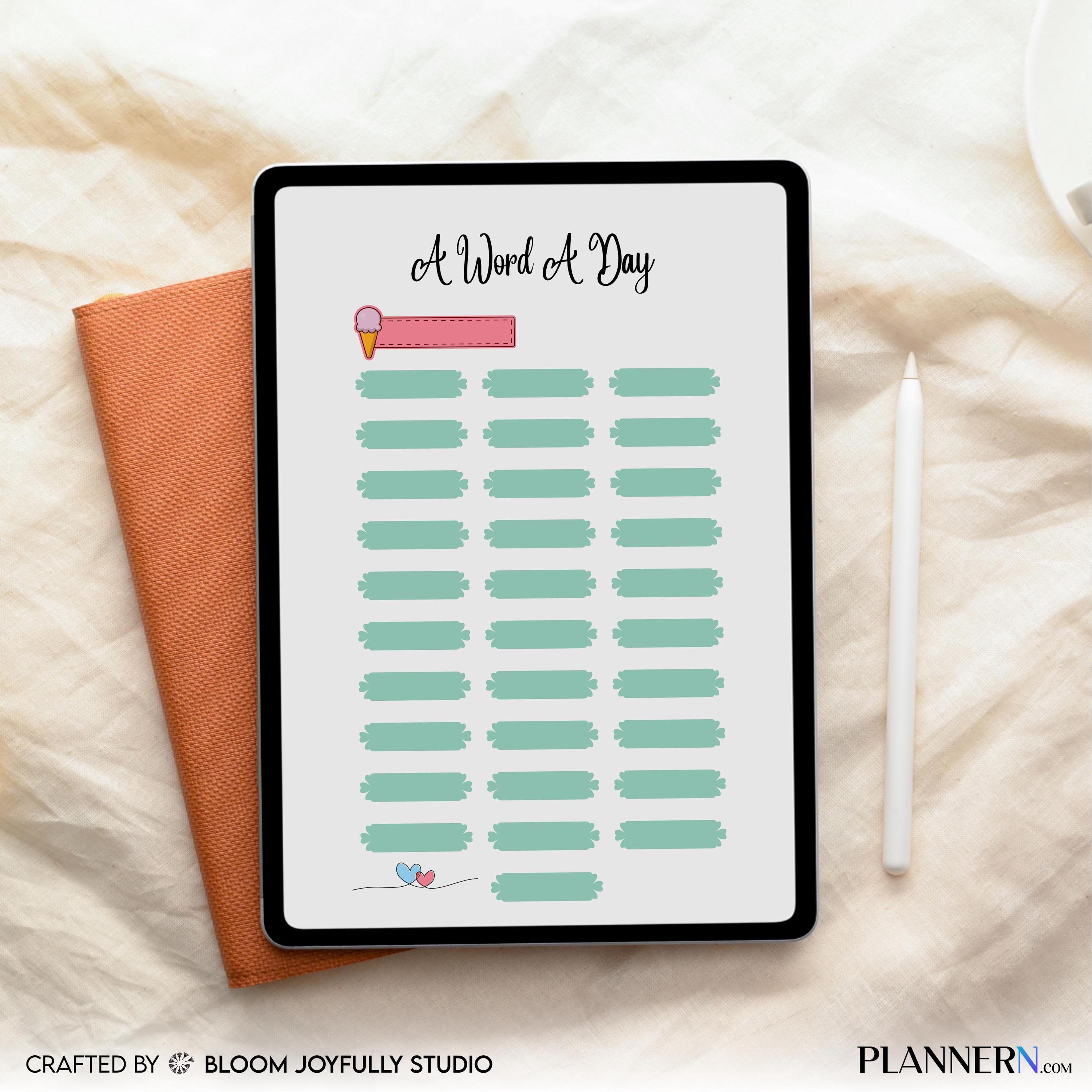 Daily Learning Log — A Word A Day PRINTABLE – Daily Language Tracker, Word of the Day, Daily Word Learning,... | Bloom Joyfully printable