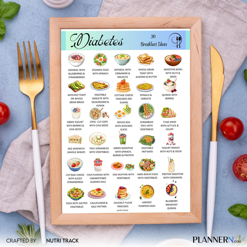 Blood Sugar Control — 30 Diabetes Breakfast Ideas, Low Sugar Breakfast Printable PDF, Blood Sugar Friendly ... | Nutri Track printable