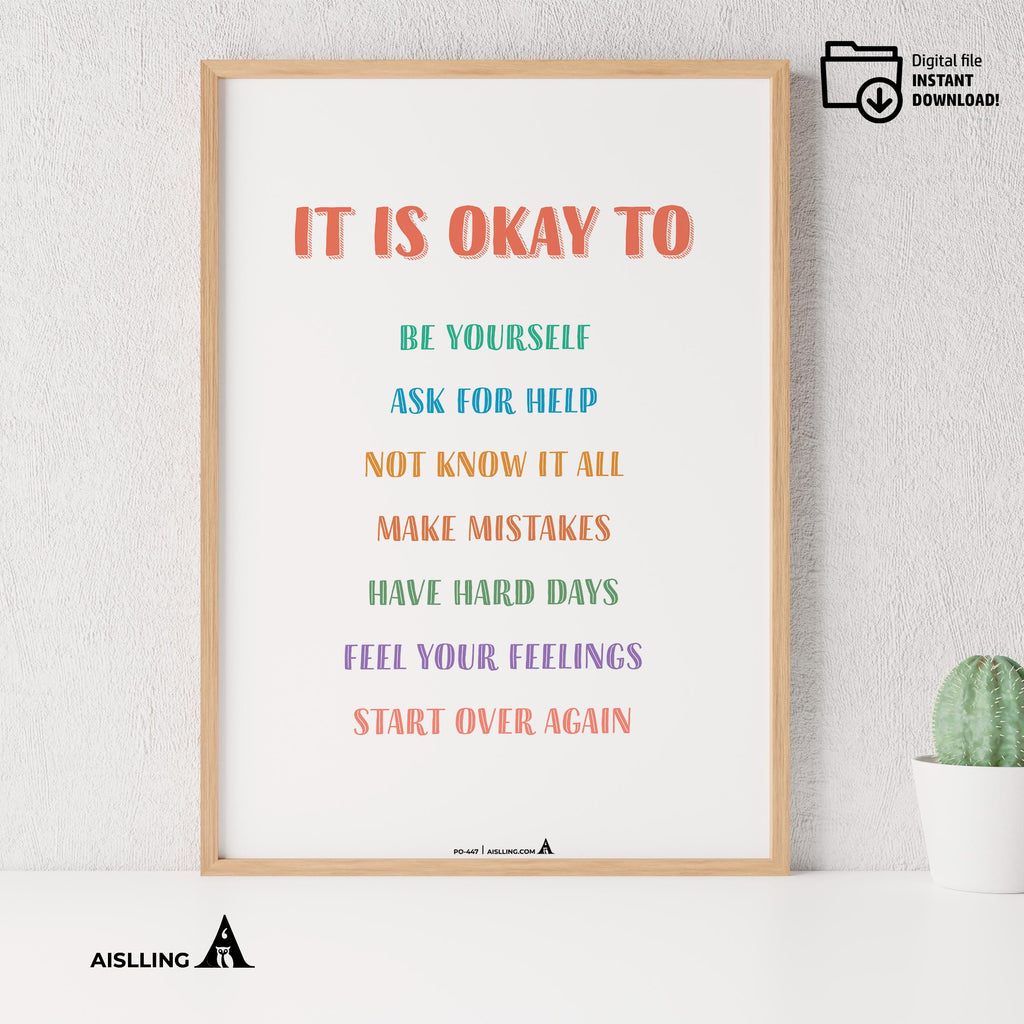 Calming Kit — it is okay to be yourself, therapy office poster, social emotional learning, grow your mind p... | Mindfulness printable