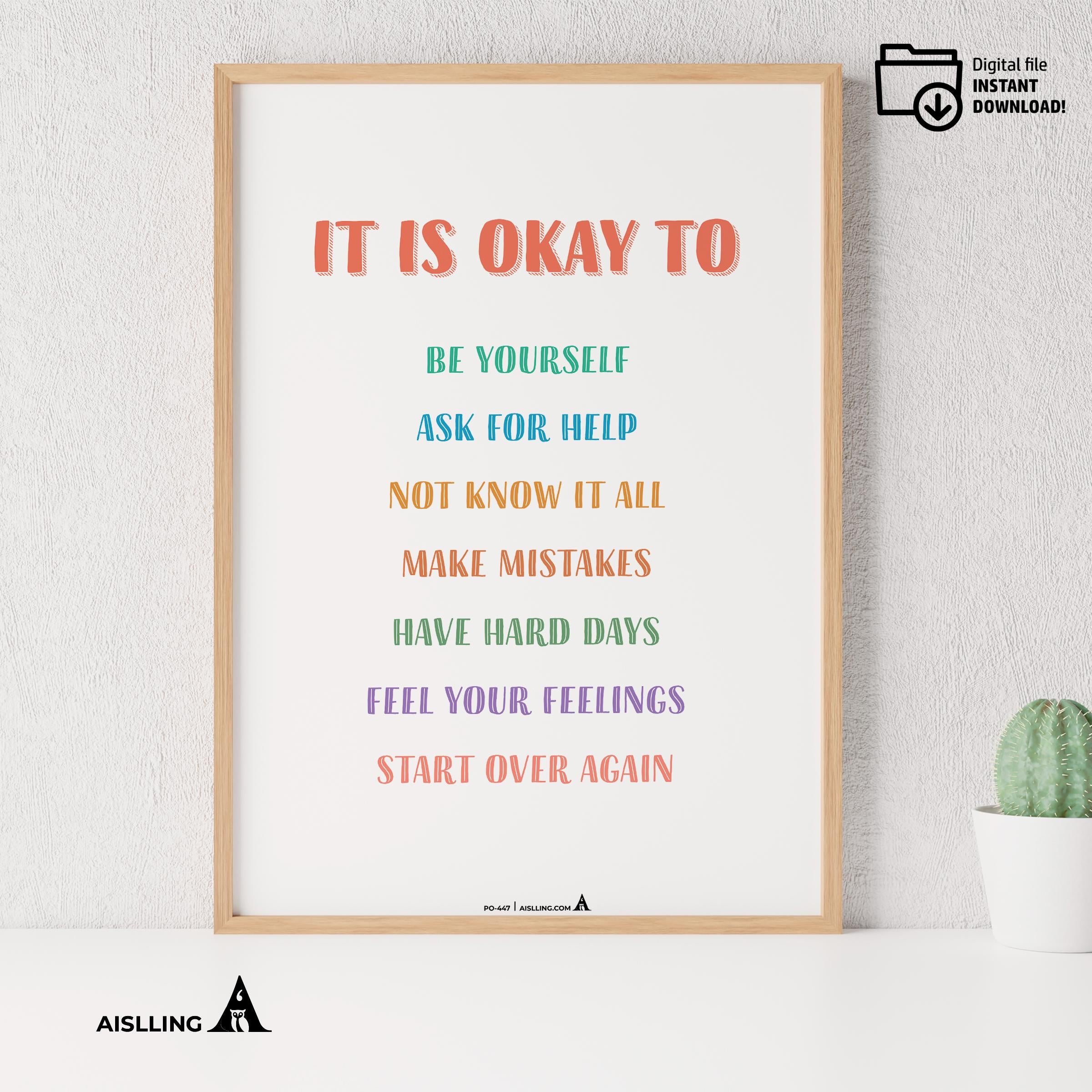 Calming Kit — it is okay to be yourself, therapy office poster, social emotional learning, grow your mind p... | Mindfulness printable