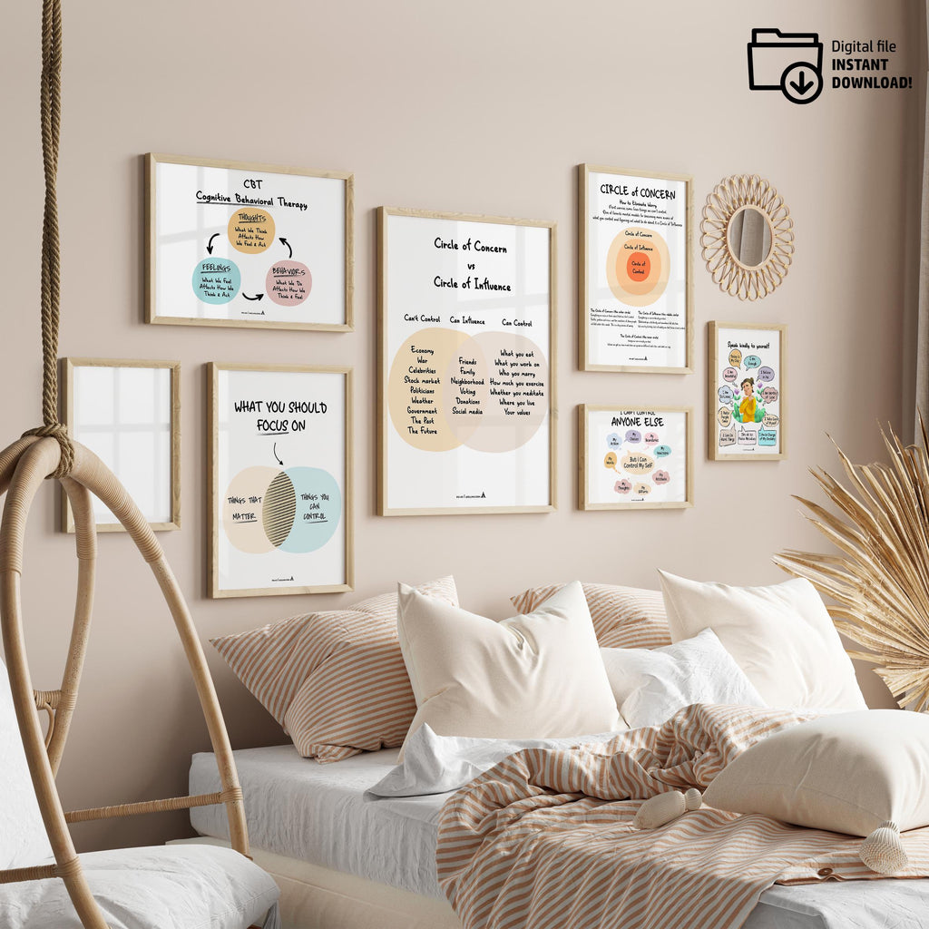 Aislling Design — counselor poster set minimal counselor sign bundle counseling poster bundle gift for ther... | Mindfulness printable