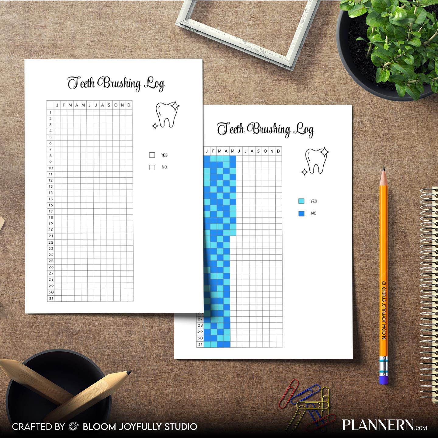 Brushing Reward — Tooth Brushing Tracker PRINTABLE, Dental Hygiene Log, Kids and Adults Oral Care, Brushing... | Bloom Joyfully printable