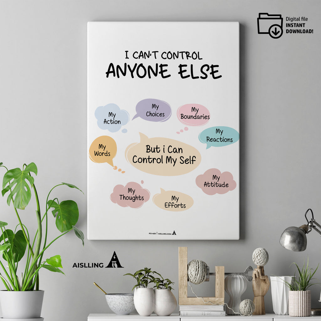 Adhd Worksheets — Things I Can and Cannot Control Poster, Counselor Office Decor, Mental Health Prints, Cla... | Mindfulness printable