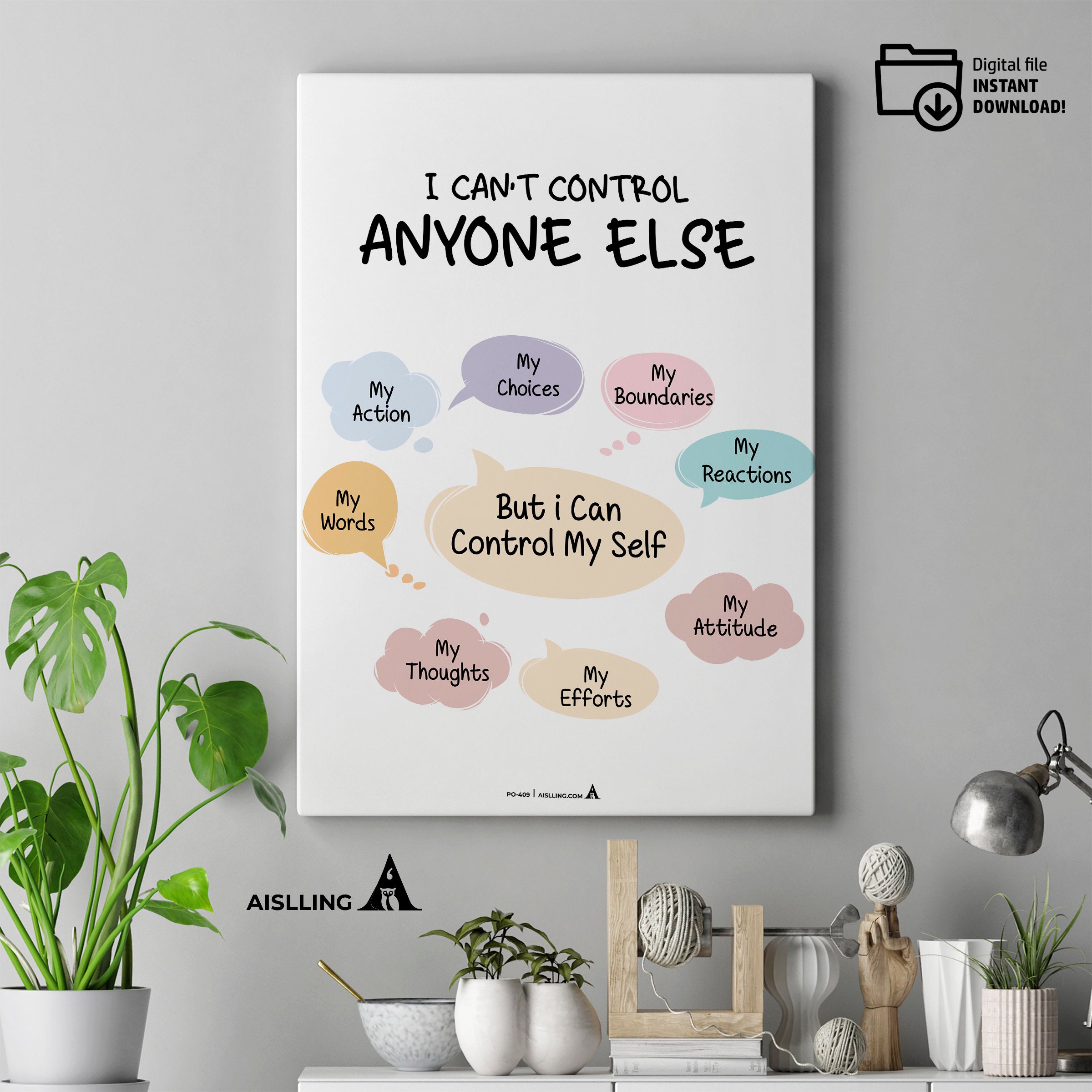 Adhd Worksheets — Things I Can and Cannot Control Poster, Counselor Office Decor, Mental Health Prints, Cla... | Mindfulness printable