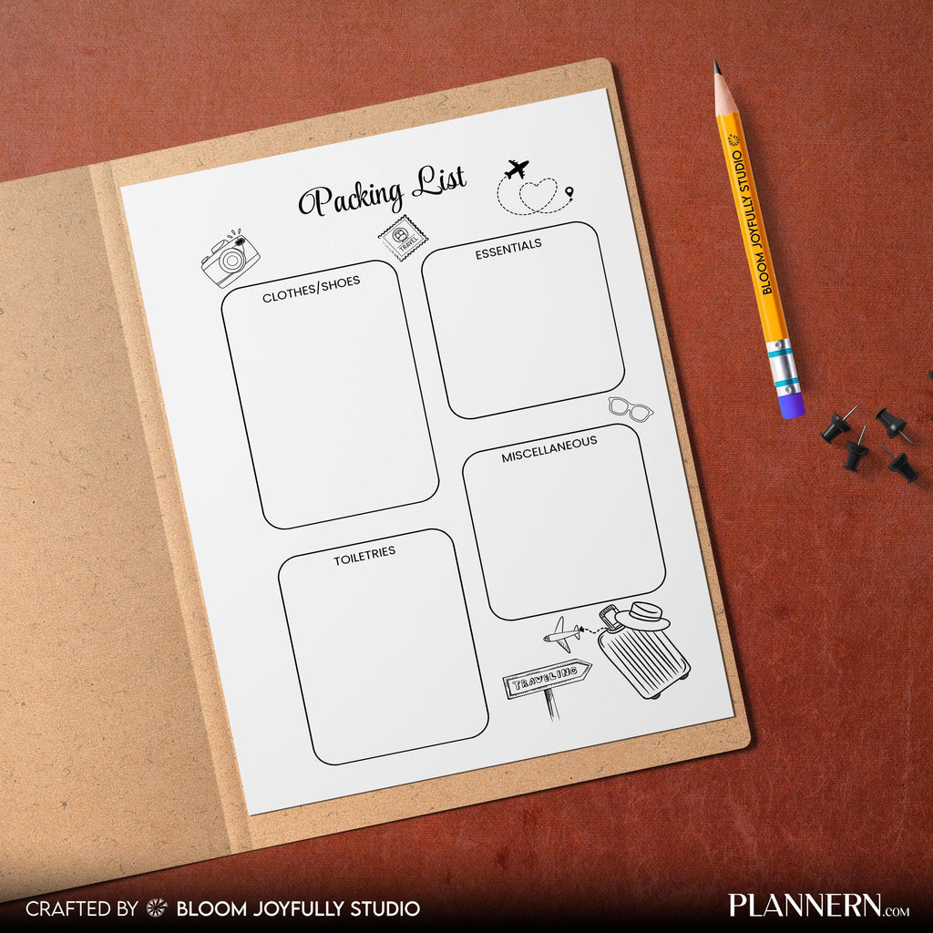 A4 A5 Printable — Travel Packing List PRINTABLE, Vacation Packing Checklist, Minimalist Travel Planner, Tra... | Bloom Joyfully printable