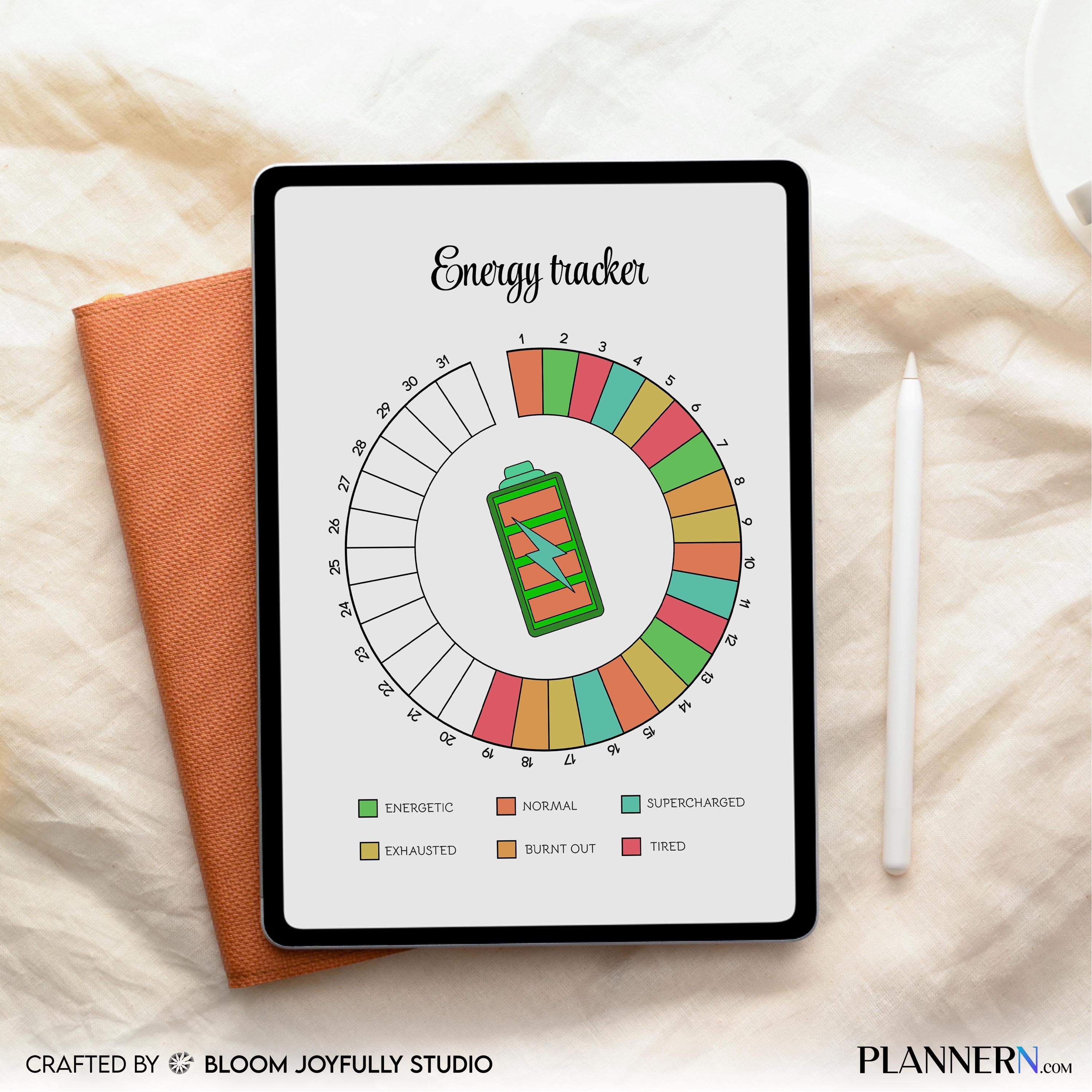 Daily Energy Tracker — Energy Level Tracker PRINTABLE, Track Focus, Energy and Productivity, Printable Plan... | Mindfulness printable