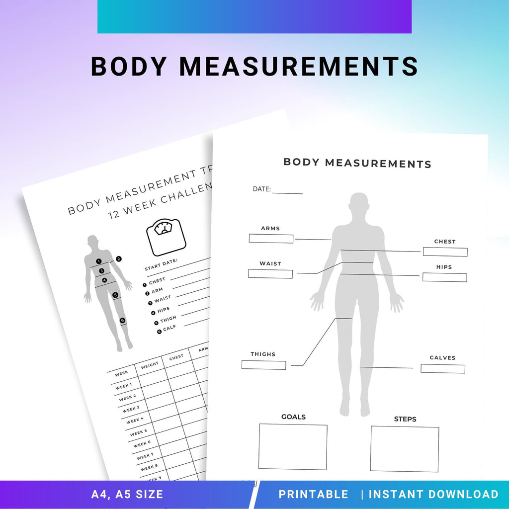 Body Measurement Tracker PRINTABLE, Weight Loss, Body Transformation before and After, Fitness Tracker, Hea... | Nutri Track printable