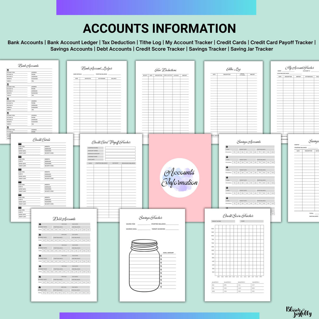 Bill Tracker — Budget Planner PRINTABLE, Financial Planner, Finance Tracker Bundle, Budget, Savings, Debt, ... | Bloom Joyfully printable