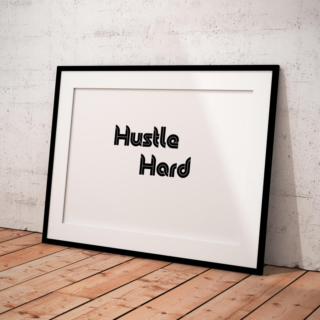 Boho Typography Wall — Hustle Hard Printable Wall Art, Motivational Quote Poster, Pastel Affirmation Print,... | Mindfulness printable