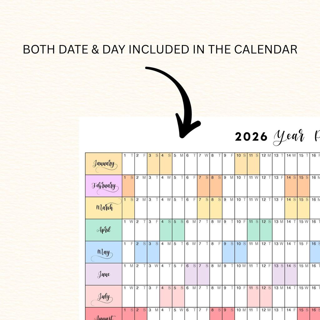 2026 Planner — 2026 PRINTABLE Wall Calendar, Dated Calendar, PDF, Different Sizes Available, Plan Your Day ... | Bloom Joyfully printable