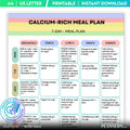 Calcium Rich 7 Day Meal Plan, Bone Health Diet Plan, Printable Weekly Menu, Healthy Eating PDF, Calcium Ric... | Nutri Track printable