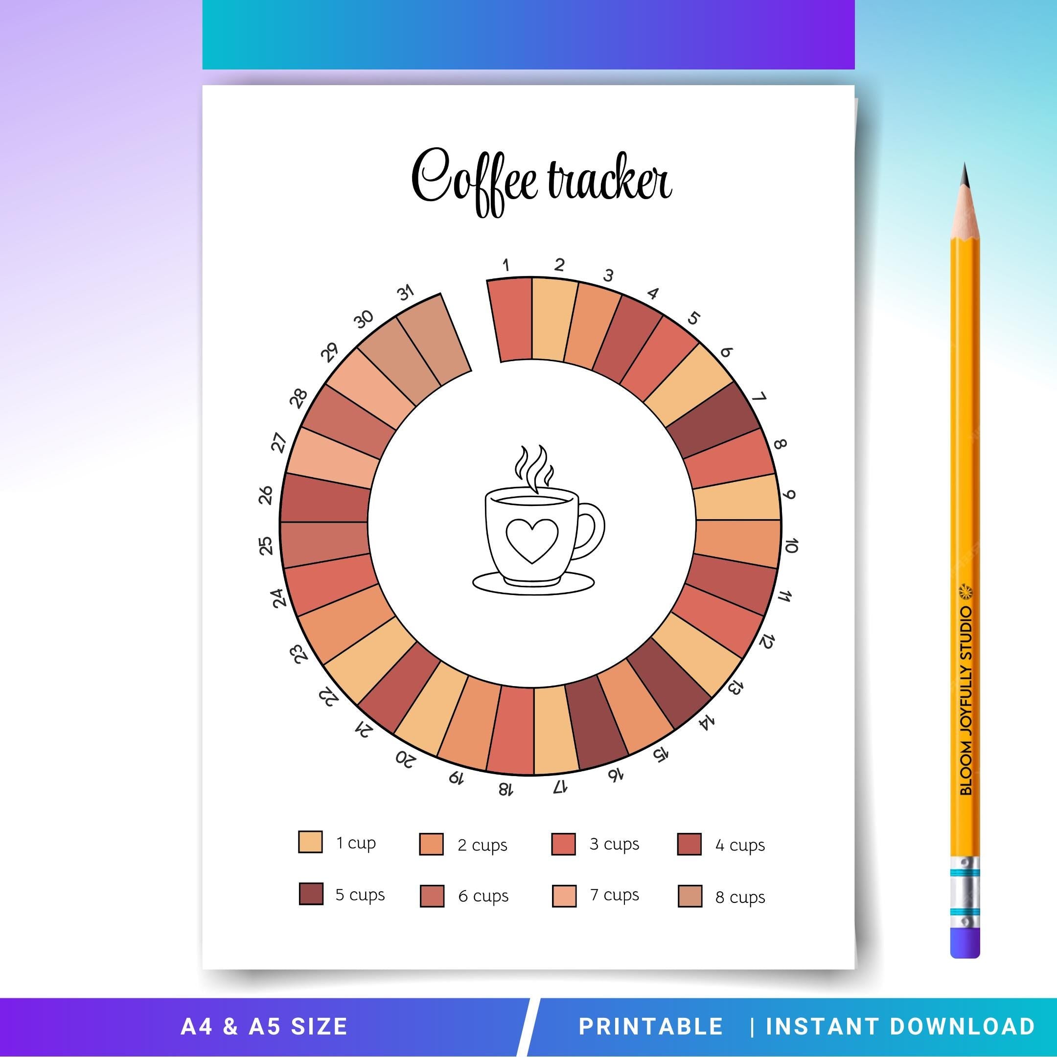 Aesthetic Planner — Coffee Tracker PRINTABLE, Health Tracker, Track coffee Intake, Caffeine Tracker, Food T... | Bloom Joyfully printable