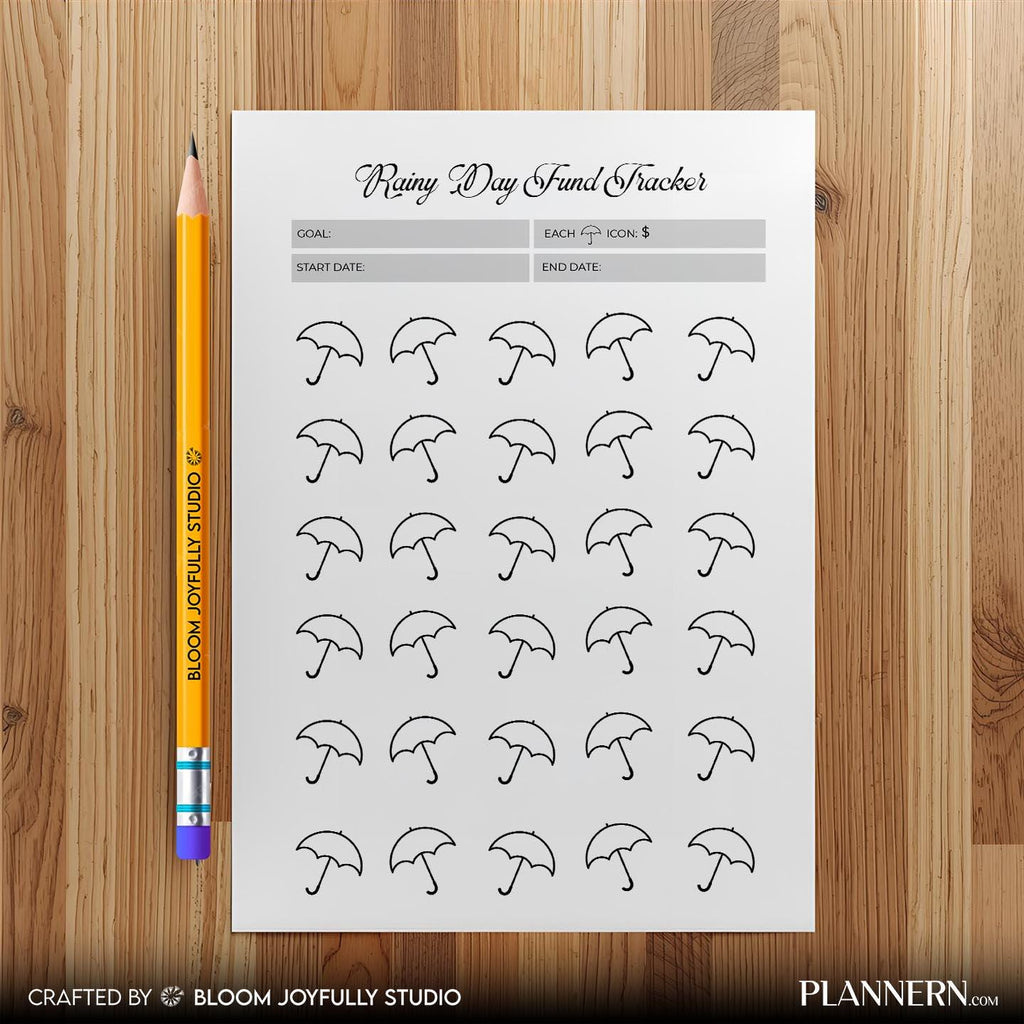 Budget Printable — Rainy Day Fund Tracker PRINTABLE, Emergency Savings tracker, Savings Goal Planner, Budge... | Bloom Joyfully printable