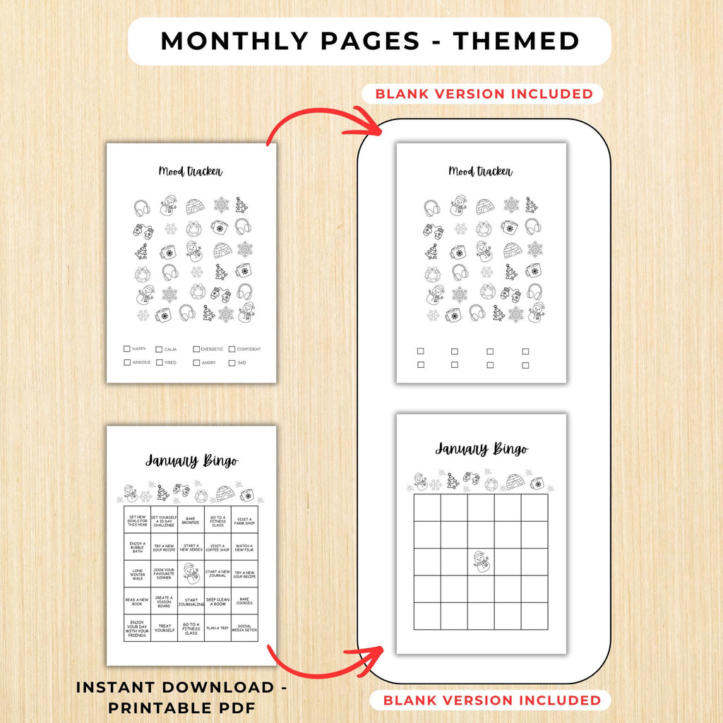 Budget Tracker — January Journal Bundle, Printable Journal pages, Winter Planner, July Planner, Habit Track... | Mindfulness printable