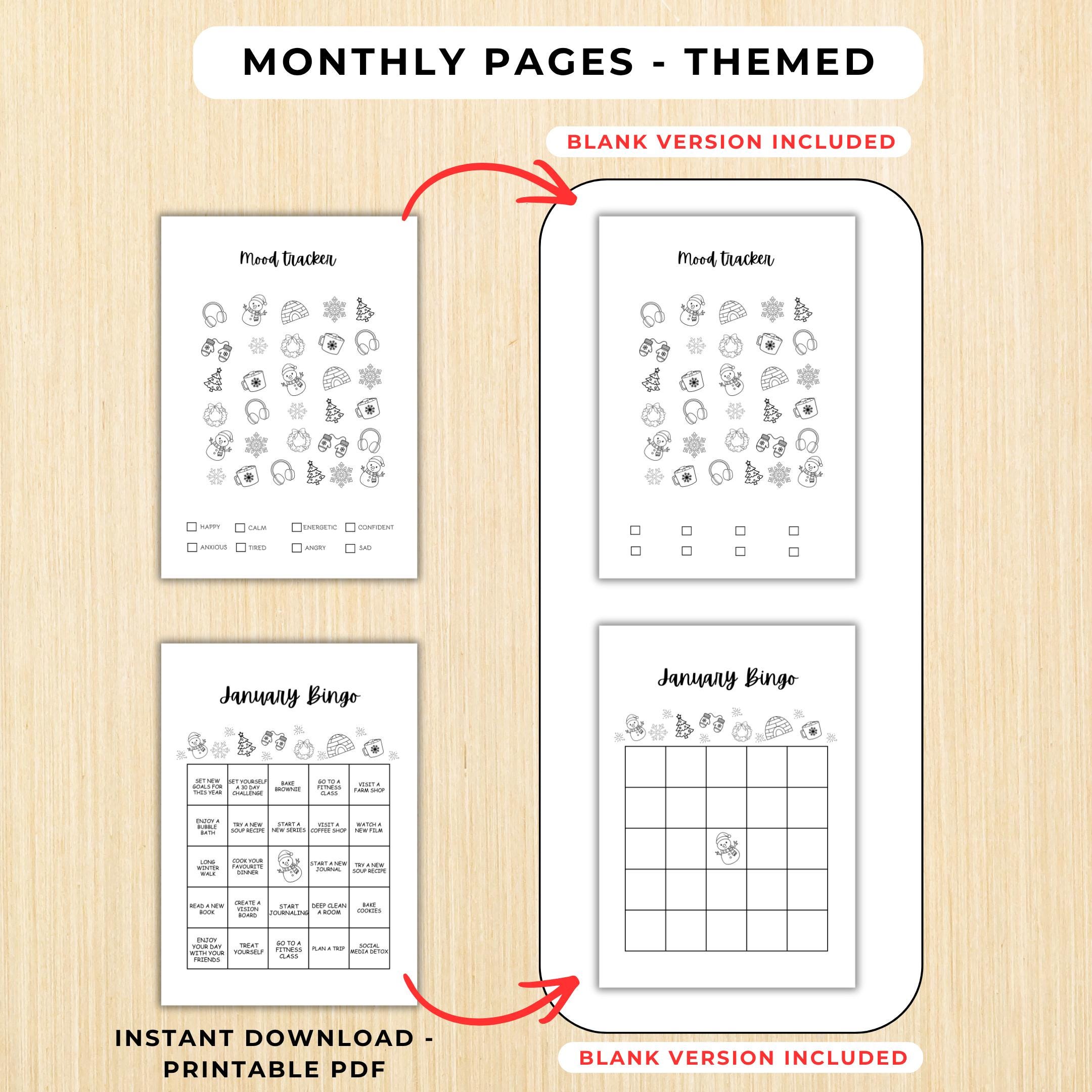 Budget Tracker — January Journal Bundle, Printable Journal pages, Winter Planner, July Planner, Habit Track... | Mindfulness printable