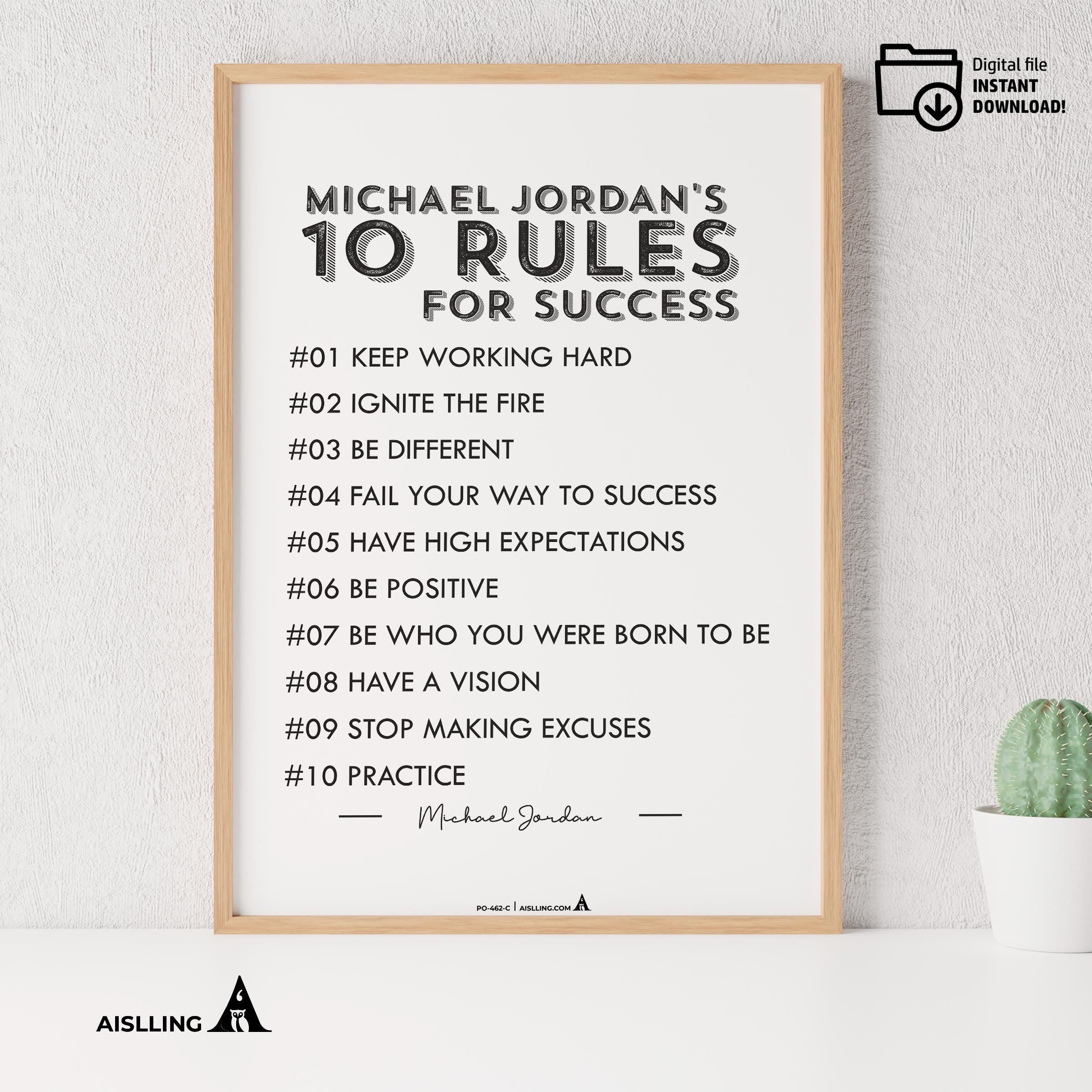 Aislling — Michael Jordan Quotes Digital Printable Wall Art Inspirational Quotes Jordan Mentality Poster Ba... | Aislling printable