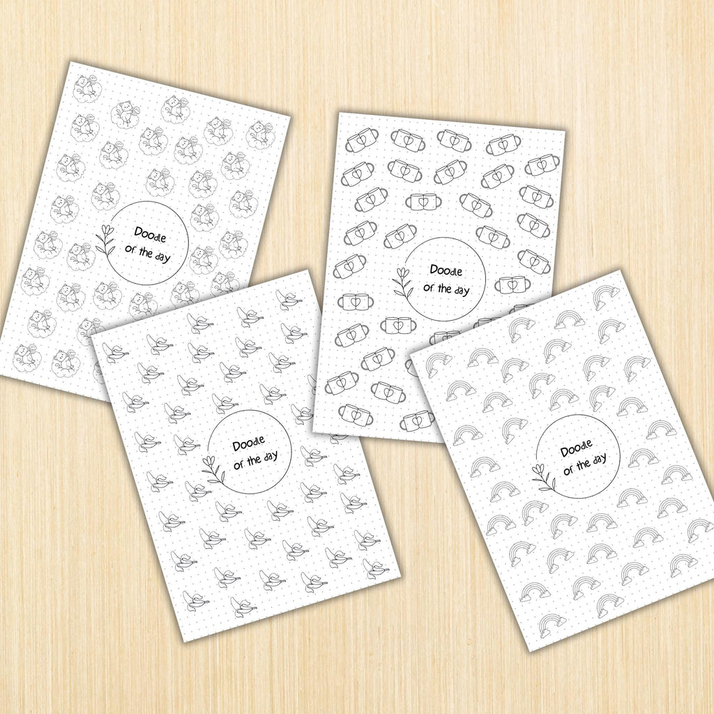 365 Days Drawing — DOODLE of the Day Bundle, Creative Doodle of the Day, Daily Doodle Journal, PRINTABLE Jo... | Mindfulness printable
