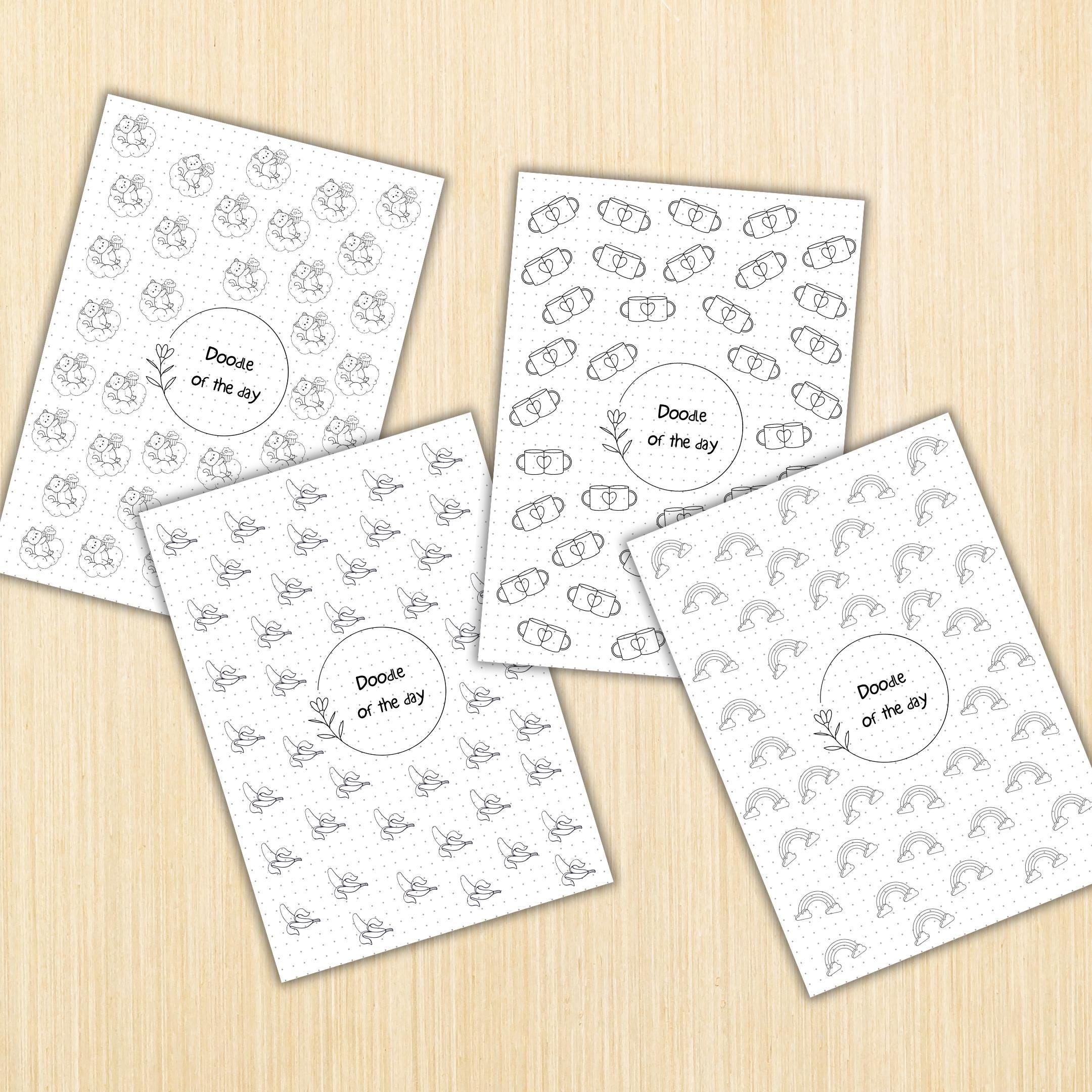 365 Days Drawing — DOODLE of the Day Bundle, Creative Doodle of the Day, Daily Doodle Journal, PRINTABLE Jo... | Mindfulness printable