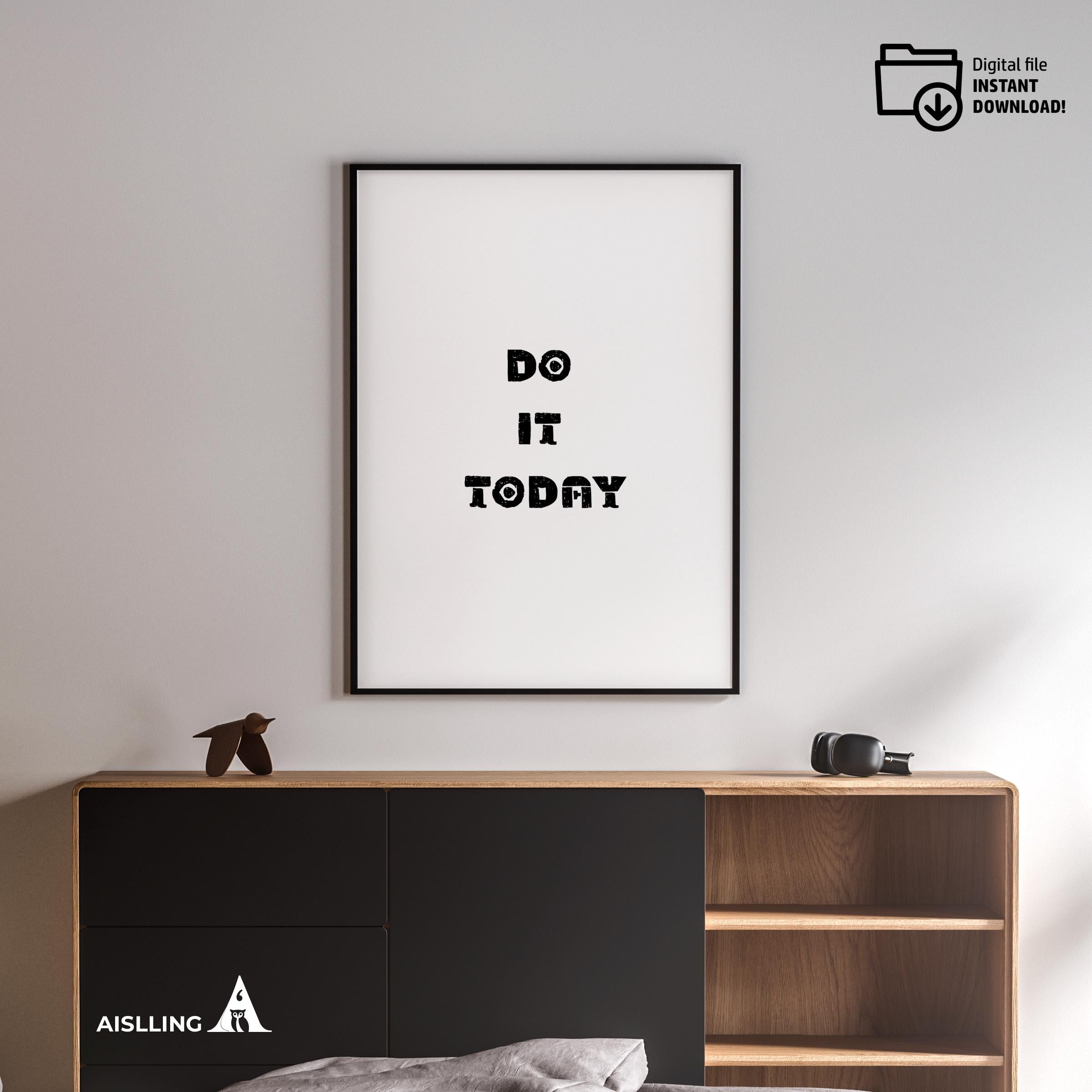 Digital Download — DO IT TODAY Printable Wall Art, Motivational Quote Poster, Pastel Affirmation Print, Aes... | Aislling printable
